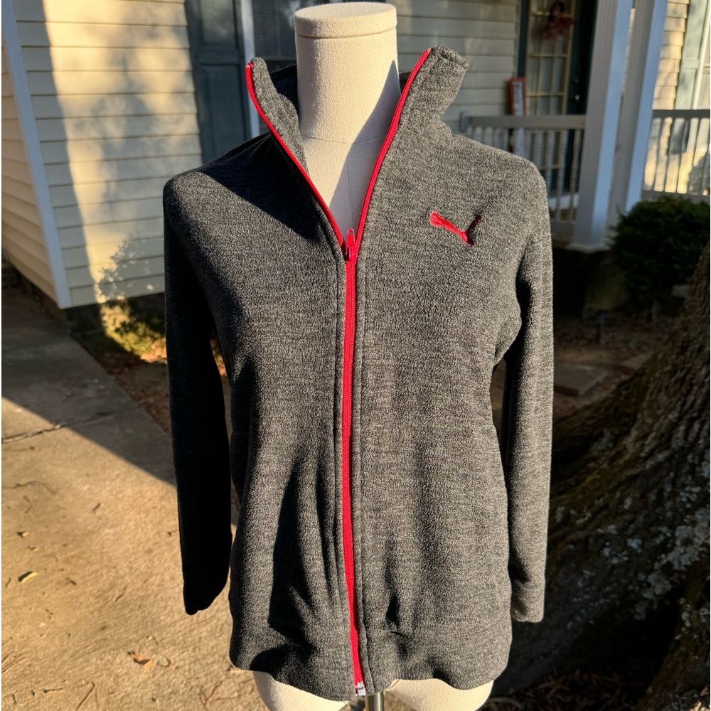 Grey/Red Puma zip-up sweatshirt/Jacket Kids Size 12-14